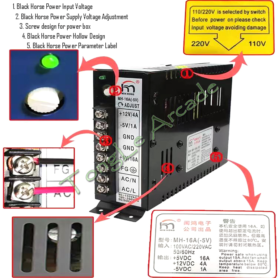 Coin Pusher Machine - 아케이드 Jamma 부품 MH-16A(-5V) 5V 16A